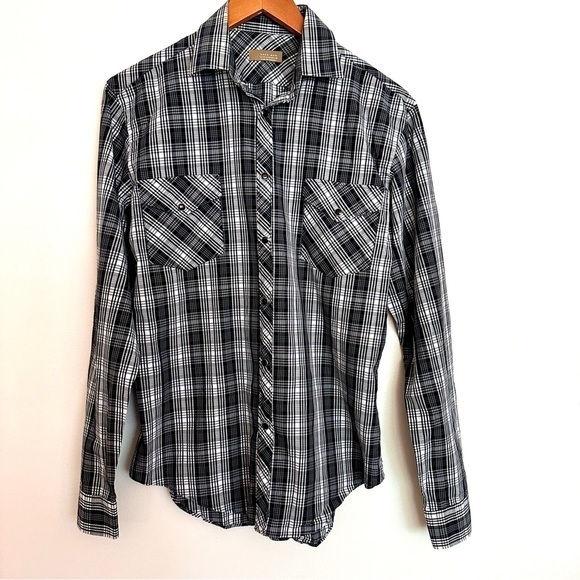 Zara Other - Zara Man Plaid Men’s Button Down Shirt Black White Size Medium